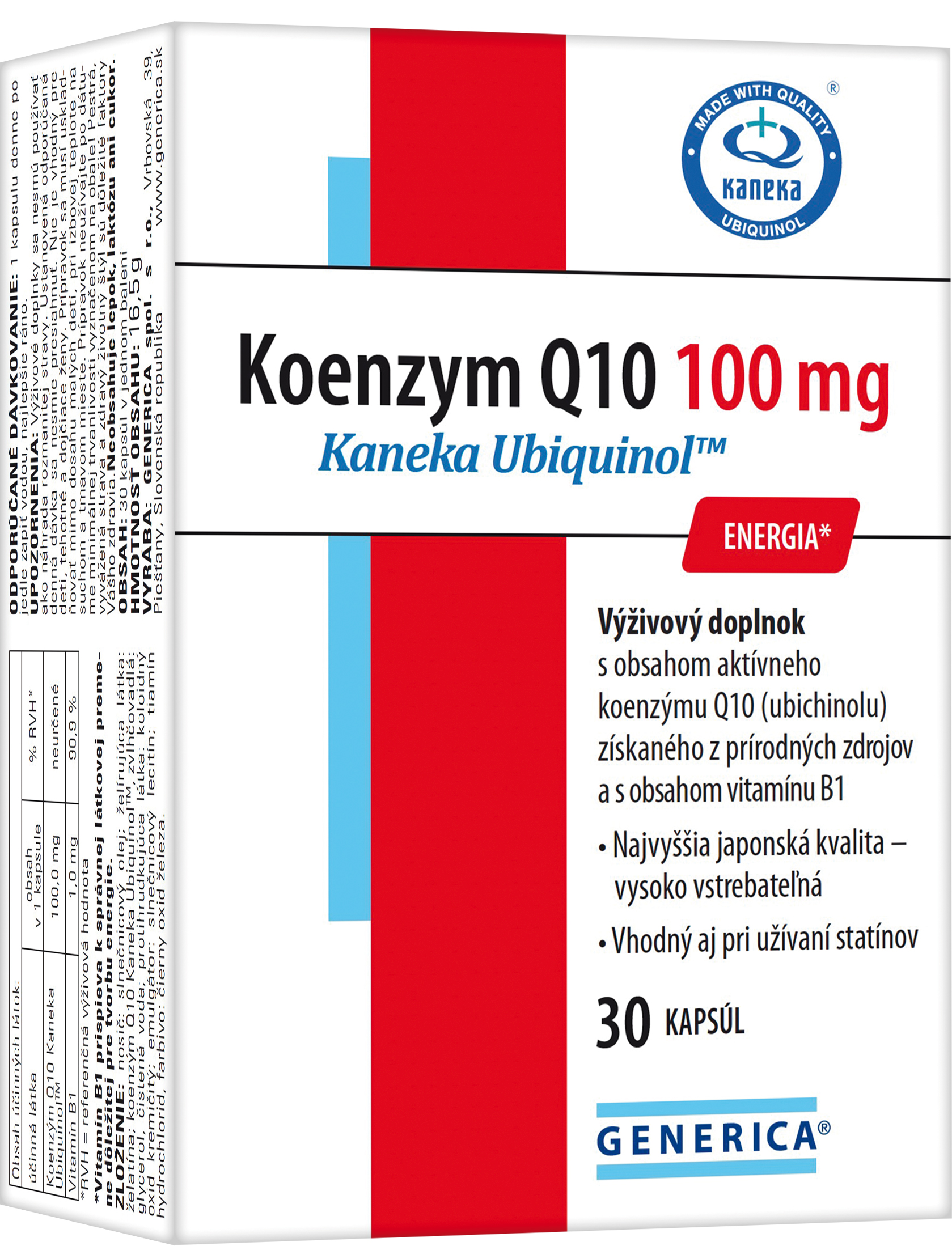 Koenzym Q10 100 mg Kaneka Ubiquinol